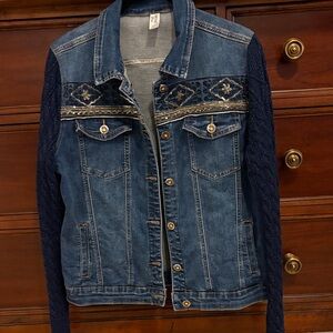 Embroidered Metallic Jean Jacket